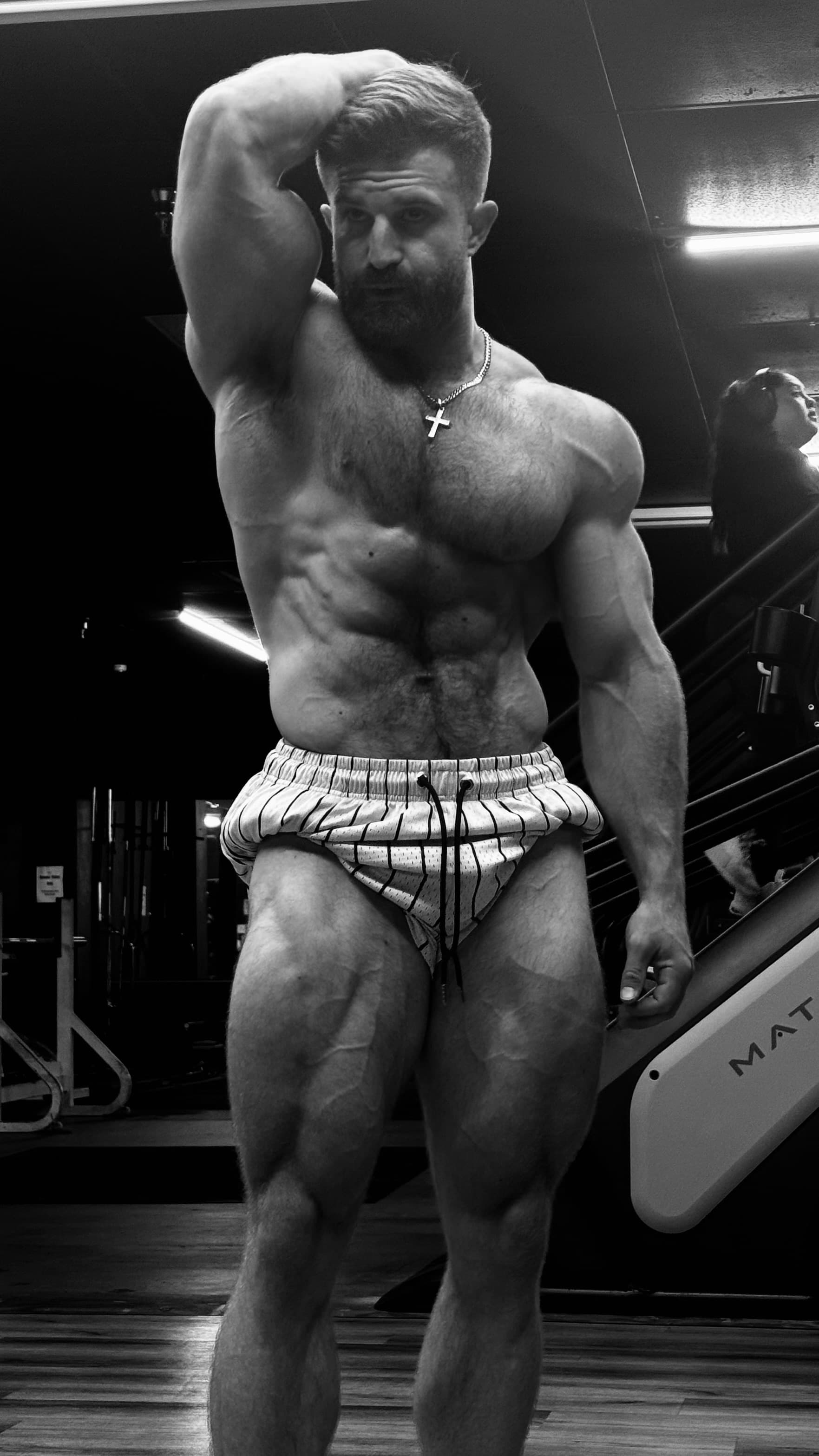 Brad Hills in the gym, full physique